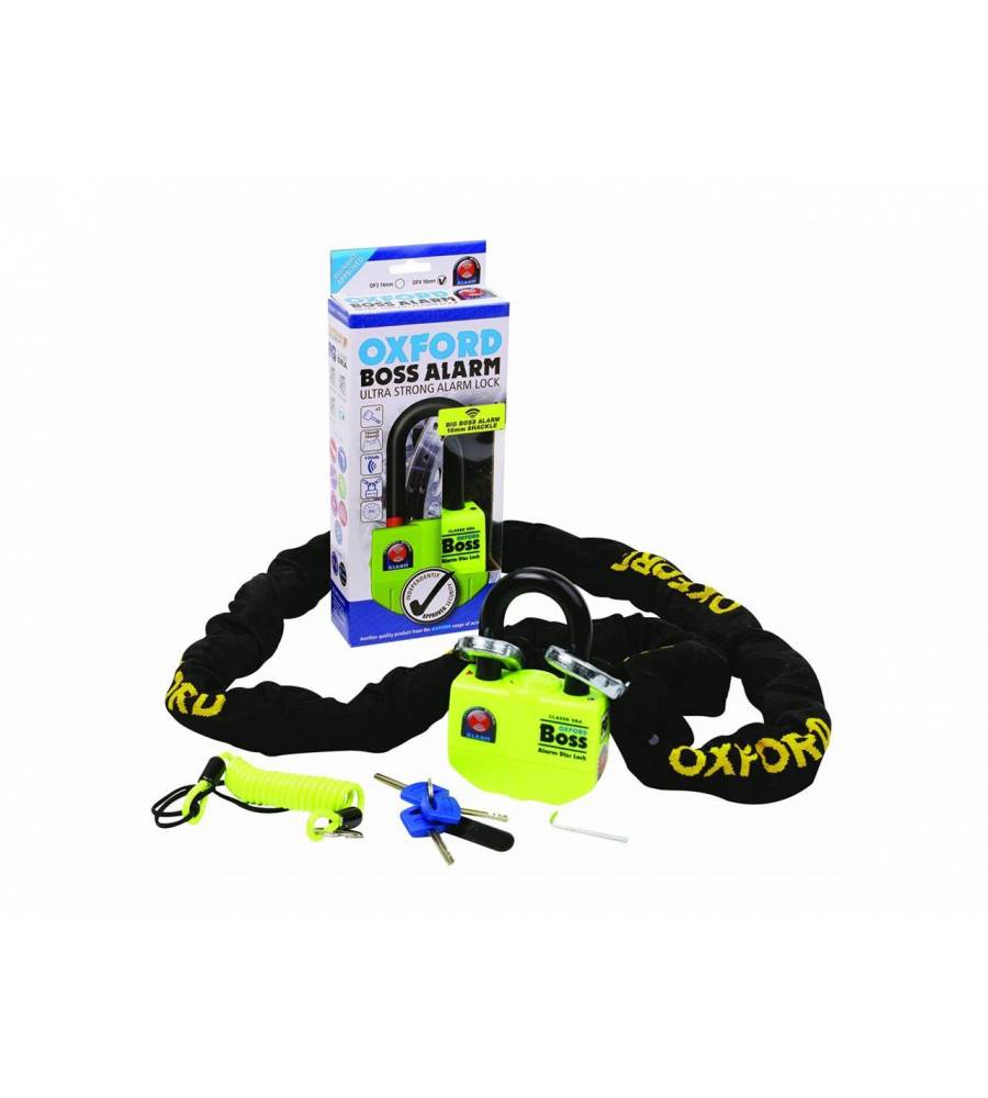 Antivol chaîne OXFORD Big Boss Alarm 1,5m x 12mm