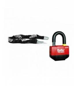 Kit antivol Vector chaîne 1,10m + cadenas/bloque-disque MiniMax Alarm+ 