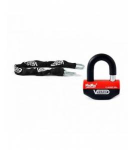Kit antivol Vector chaîne 1,10m + cadenas/bloque-disque MiniMax+ 