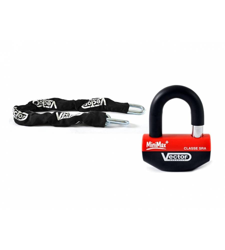 Kit antivol Vector chaîne 1,30m + cadenas/bloque-disque MiniMax+ 