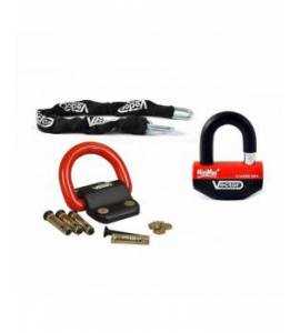 Kit antivol Vector chaîne 1,30m + cadenas/bloque-disque MiniMax+ + Fixation Compac Blok 