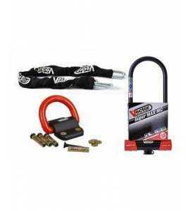 Kit antivol Vector chaîne 1,30m + antivol U Super MAX MC XXXL + Fixation Compac Blok 