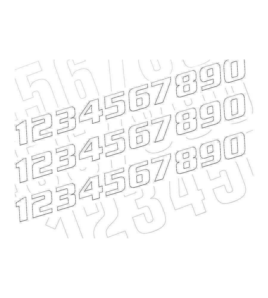 Kit numéros de course BLACKBIRD 0 à 9 200x250mm blanc Kit numéros de course BLACKBIRD 0 à 9 200x250mm blanc