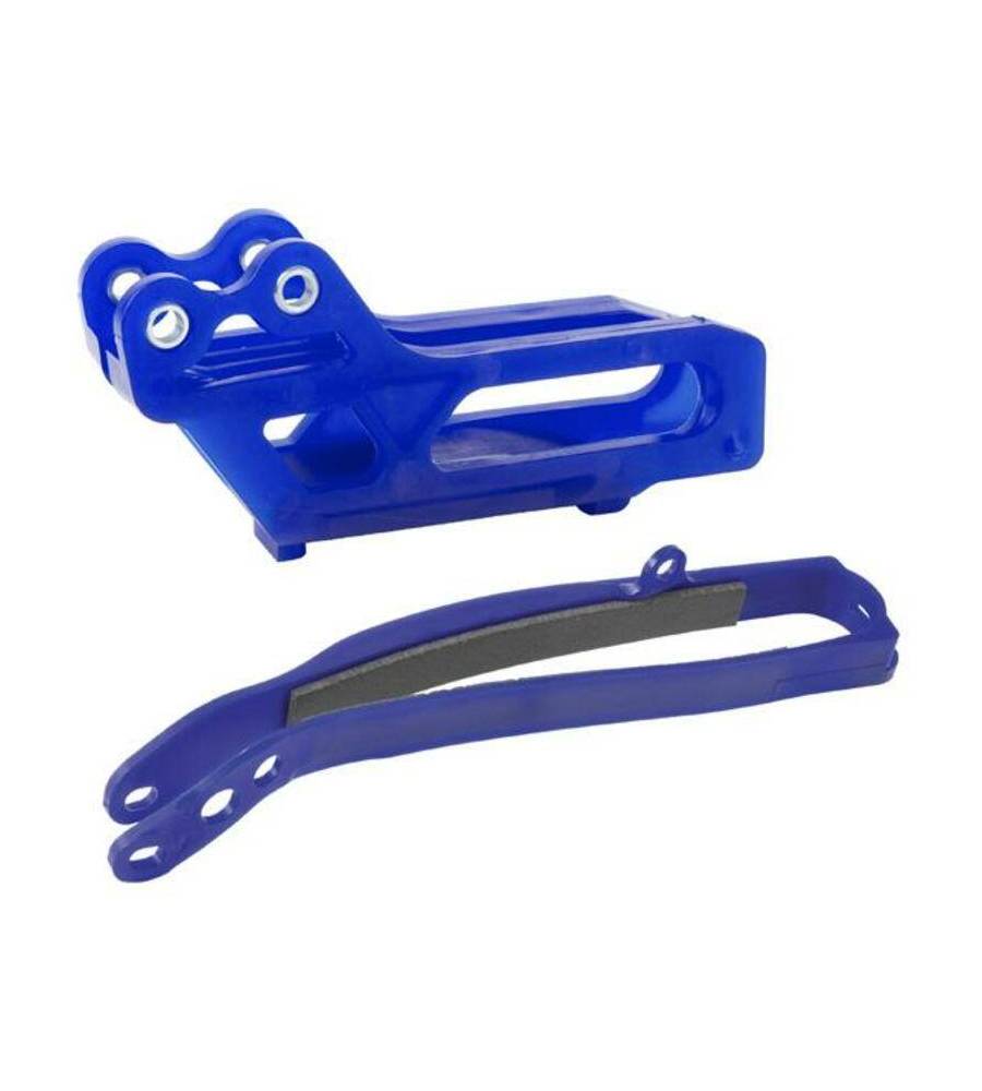 Kit guide chaîne + patin de bras oscillant POLISPORT bleu Yamaha YZ250/450F