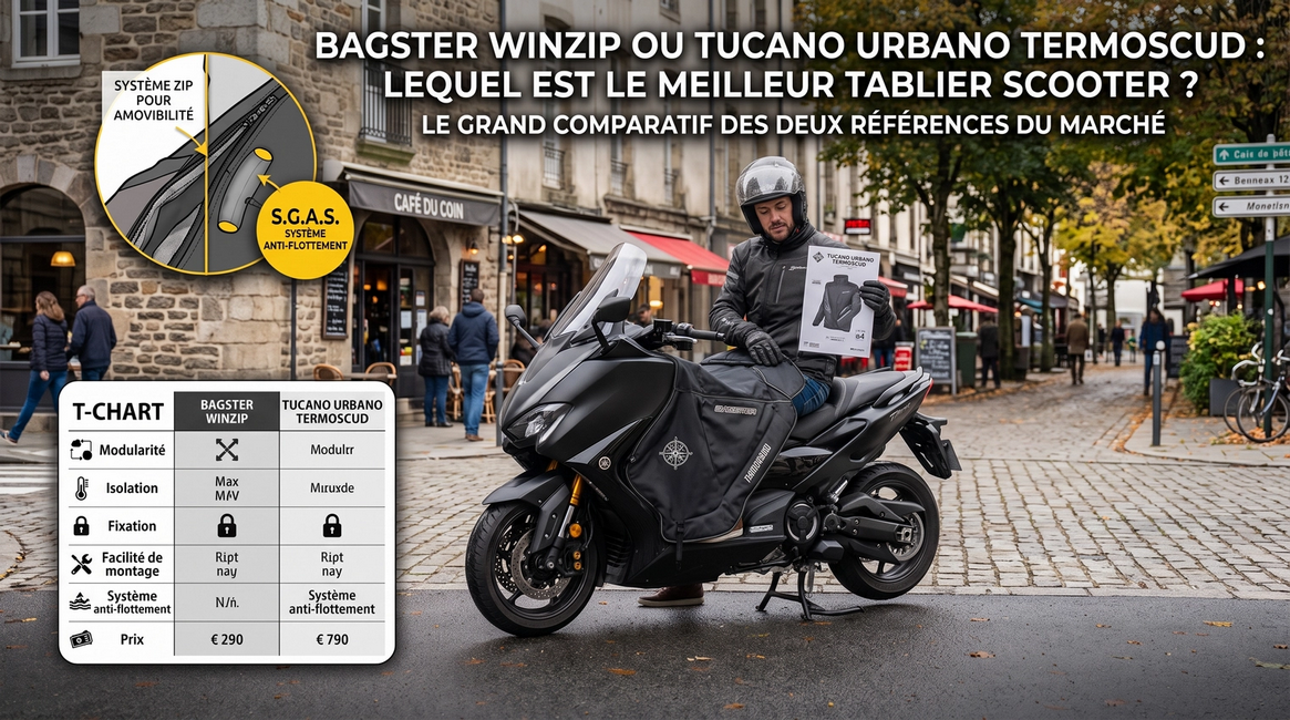 Bagster Winzip ou Tucano Urbano Termoscud : quel est le meilleur tablier scooter ?